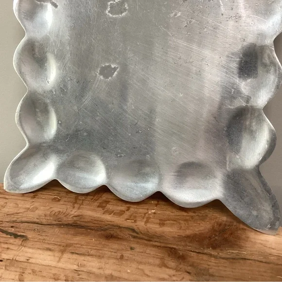 ⚫️ Large Scalloped Edges Square Pillar Candle Holder - Metal Crafted - Nice - Picture 5 of 11